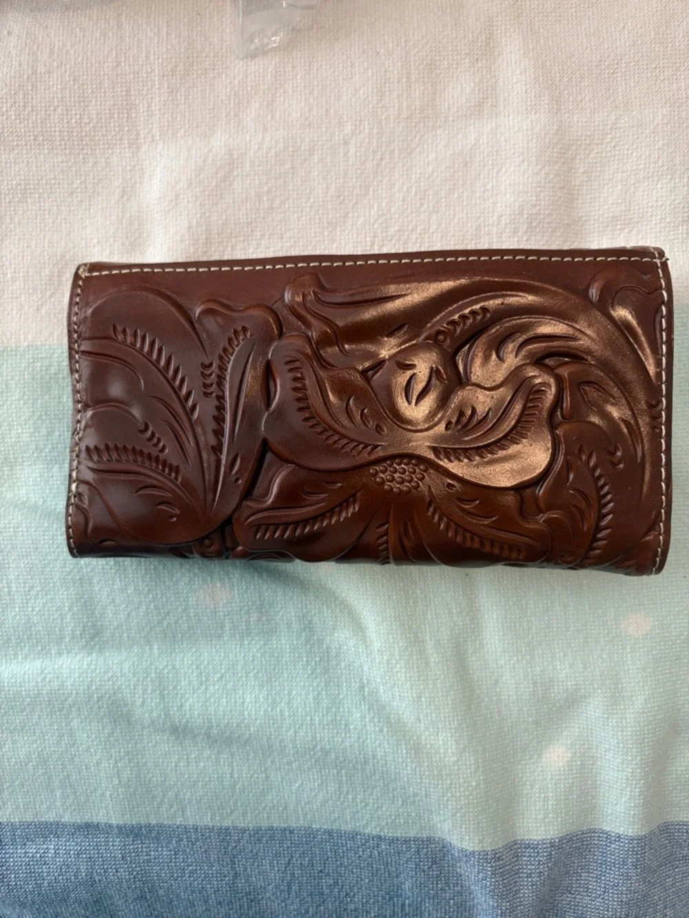 Patricia Nash Brown Tri fold RFID Leather Wallet. NWOT - Picture 2 of 13